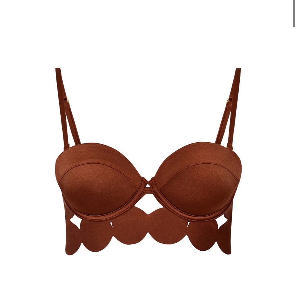 Brown Scalloped Bikini with Seamless Design